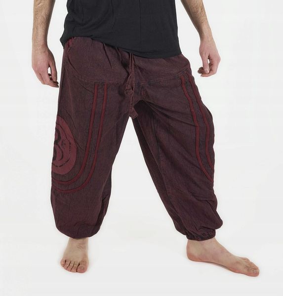 Luźne etno spodnie stonewashed czerwone OM zdjęcie 1