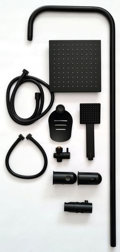 ZESTAW PRYSZNICOWY CZARNY Z DESZCZOWNICA, BATERIA, SŁUCHAWKA NATYNKOWY LOFT na Arena.pl