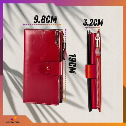 Portfel damski skórzany duży lakierowany pojemny RFID z paskiem czerwony na Arena.pl