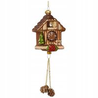 Zawieszka Szklana Zegar z Kukułką 24,5 cm Bombka Choinkowa Kształtka