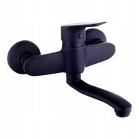 KRAN UMYWALKOWY PRZYŚCIENNY, CZARNY MAT, Z RUCHOMĄ WYLEWKĄ