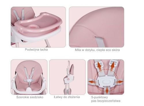 Krzesełko do karmienia tapicerowane dla dzieci róż na Arena.pl
