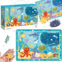 puzzle edukacyjne mieszkańcy oceanu mapa zwierząt 80 elementów 300134