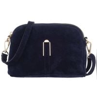 VERA PELLE torebka damska zamszowa listonoszka z paskiem V712 granatowa