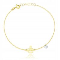 Złota bransoletka aniołek anioł z białą cyrkonią PR. 585