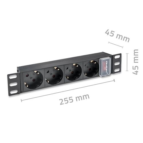 Qoltec Aluminiowa Listwa zasilająca  PDU do  RACK 10'' 1U 16A 4xSCHUKO na Arena.pl