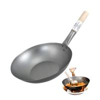 Wok ze stali węglowej z płaskim dnem śr. 32cm drewniana raczka Jade Temple