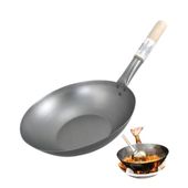 Wok ze stali węglowej z płaskim dnem śr. 32cm drewniana raczka Jade Temple