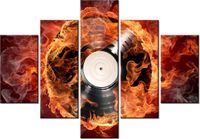 70 100CM OBRAZ 5 ELEM PŁYTA WINYLOWA DRUK PŁÓTNO