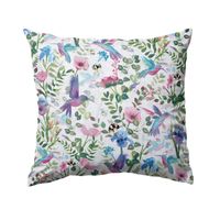 Bawełniana Poszewka Na Poduszkę – Kolorowe Ptaki i Kwiaty
