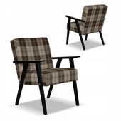 Fotel w stylu PRL retro vintage SOLER Family Meble krata brązowa