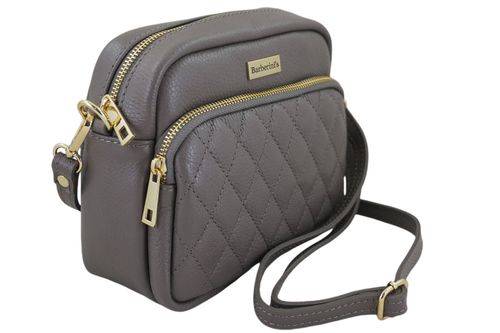 Torebka skórzana na ramię pikowana - Szara na Arena.pl