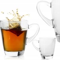 KUBEK SZKLANY Z UCHEM SZKLANKA DO KAWY HERBATY 350 ML GRUBE SZKŁO