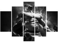 105CM 150CM OBRAZ 5 ELEM MĘŻCZYZNA SIŁOWNI BLACK&WHITE DRUK