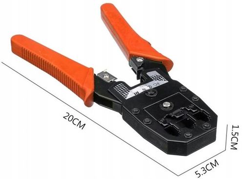 Zaciskarka Wtyków Skrętki Kabli RJ45 + Złącza 25x Wtyk RJ-45 do Zaciskania na Arena.pl