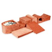 Największy piankowy plac zabaw z basenem micro Velvet soft canyon clay + 100 piłek (jasne złoto, różowe złoto, srebrne, perła)