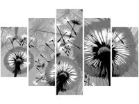 70 100CM OBRAZ 5 ELEM DMUCHAWCE CZERNI BIELI DRUK PŁÓTNO