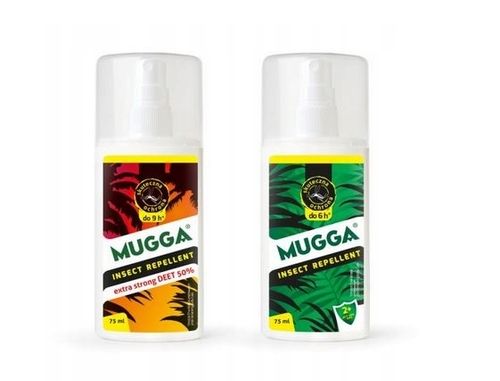 MUGGA 9,5% DEET + MUGA 50% DEET MOCNA NA KOMARY KLESZCZE tropikalne na Arena.pl