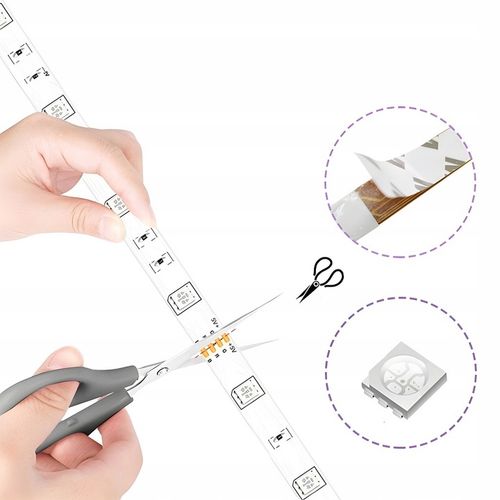 TAŚMA LED RGB KOLOROWA 5M WODOODPORNA PASEK 5050 ZESTAW NA BIURKO + PILOT na Arena.pl