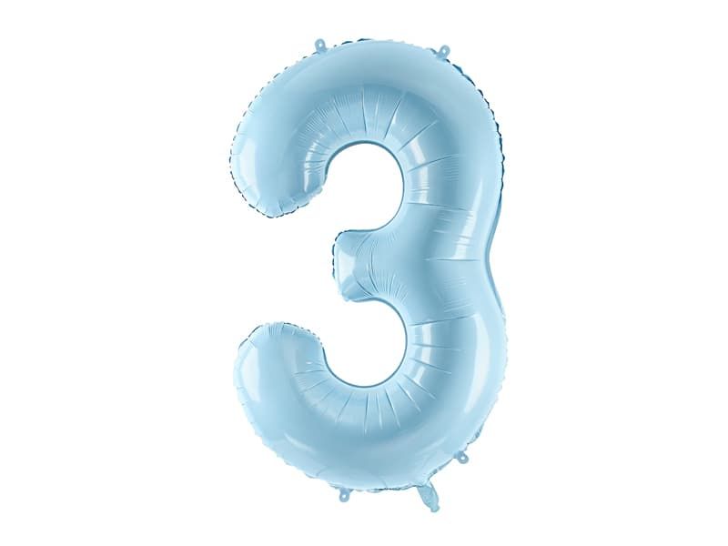 Balon foliowy cyfra 3 niebieski 86 cm zdjęcie 1