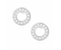 Delikatne rodowane srebrne kolczyki kółka kółeczka z cyrkoniami srebro 925 Z1171E