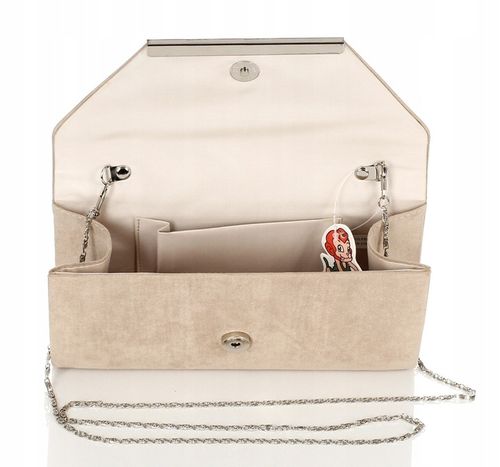 Efektowna Zamszowa Beżowa kopertówka na łańcuszku na Arena.pl