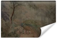 Fototapeta Do Salonu PAW Ptak Abstrakcja Styl Vintage Drzewa 90cm x 60cm