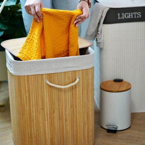 KOSZ na PRANIE Pojemnik na ZABAWKI BAMBUSOWY z POKRYWĄ Tadar 42x32x50 cm na Arena.pl