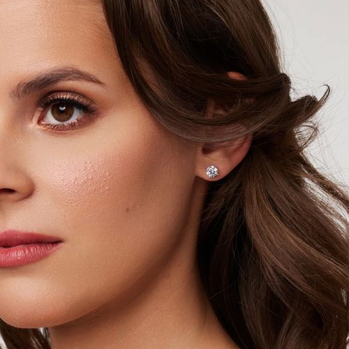 srebrne kolczyki z okrągłą cyrkonią 6mm na Arena.pl