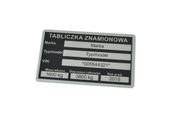 Tabliczka znamionowa podklejana z grawerem srebrna 85 x 50 mm
