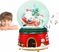 DUŻA KULA ŚNIEŻNA SZKLANA POZYTYWKA ŚWIĄTECZNA MIKOŁAJ MELODIA PUDEŁKO 15CM