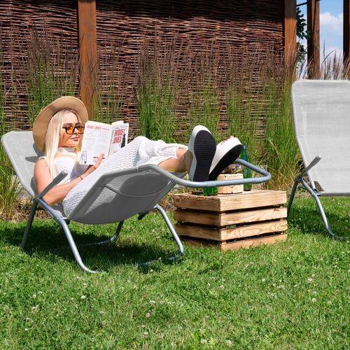 2x LEŻAK OGRODOWY krzesło na plażę FOTEL TURYSTYCZNY składany grawitacyjny na Arena.pl