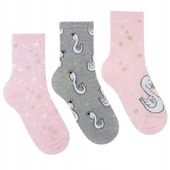 Skarpetki Dziewczęce Skarpety Bawełniane Łabędź 3-PARY Kolorowe 35-38 MORAJ