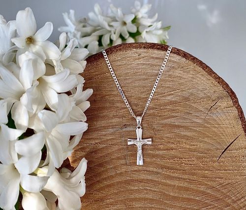 Łańcuszek srebrny 925 pancerka 45cm i krzyżyk prezent komunijny dla chłopca na Arena.pl