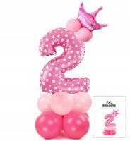 ZESTAW BALONÓW STOJĄCY RÓŻOWY Z CYFRĄ 2 NA PRZYJĘCIE URODZINOWE DEKORACJA