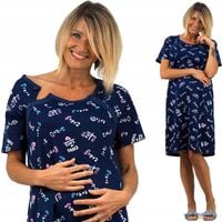 KOSZULA NOCNA do karmienia i porodu ciążowa piżama tunika na guziczki