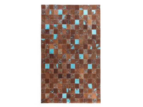 Dywan patchwork skórzany 80 x 150 cm brązowy ALIAGA na Arena.pl