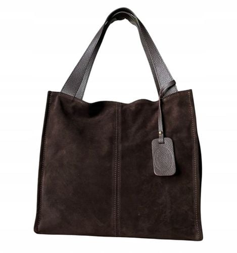 Czekoladowa zamszowa torebka shopper brązowa ZAMSZ NATURALNY Vera Pelle na Arena.pl