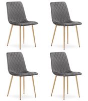 Krzesło tapicerowane welurowe TURIN ciemnoszare do salonu jadalni x4