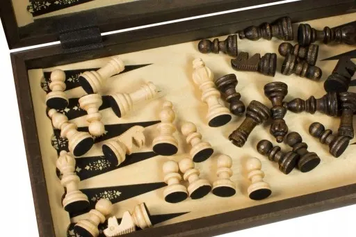 GRY DREWNIANE 3w1 = SZACHY + WARCABY + BACKGAMMON zdjęcie 2