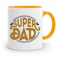 Kubek Żółty Prezent Na Dzień Ojca Super Dad Z Nadrukiem Ze Zdjęciem