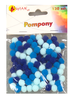 pompony kolorowe mix niebieski 120 szt shan sp01