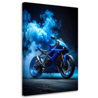 Obraz do salonu biura pokoju młodzieżowego, Niebieski Motocykl