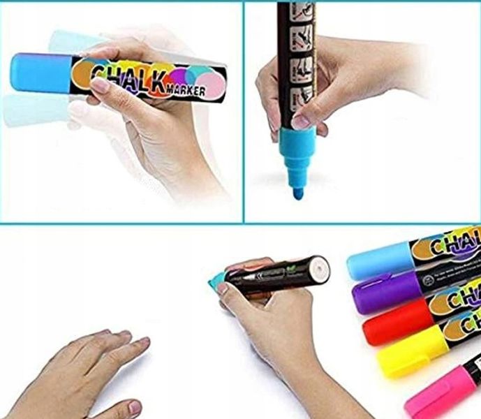 Markery kredowe do tablic szyb 8szt 6mm (C026) zdjęcie 4