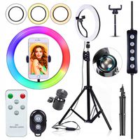 Lampa Pierścieniowa Ring LED Statyw RGB Światła Selfie Sesja Zdjęciowa