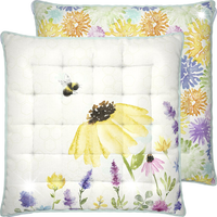 IHR Poduszka dekoracyjna 45x45cm Summer bees kremowa wzór w kwiaty salon