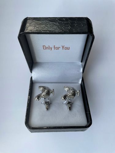 Spinki do mankietów EXC KURA Kurka Nioska Znosząca Złote Jaja w białym Etui na Arena.pl