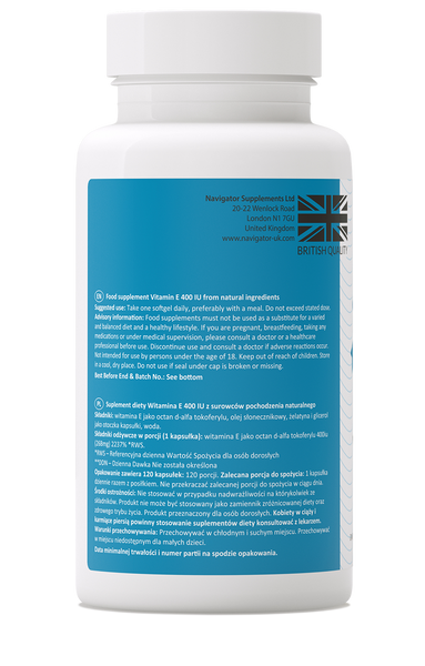 NAVIGATOR Witamina E 400 IU 120 kaps zdjęcie 2