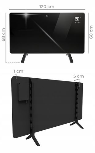 Szklany grzejnik na podczerwień promiennik PrimeHeat 720W WiFi Tuya na Arena.pl