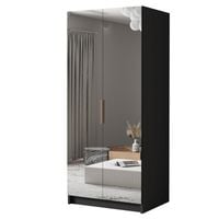 Szafa BODRUM III 100 cm z lustrem-pojemna garderoba-CZARNY+ZŁOTY